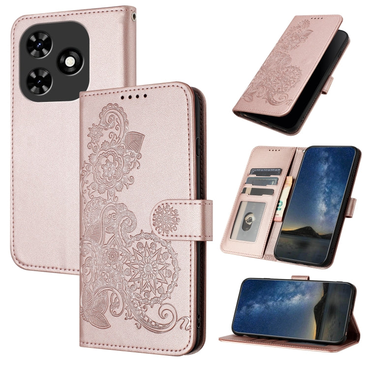 Datura Flower Embossed Flip Leather Phone Case, For Tecno Pova 6 Neo 5G / Spark 30 5G, For Tecno Spark 30 Pro 4G, For Tecno Spark 30 4G, For Tecno Spark Go 5G 2025 / Hot 60i 5G, For Tecno Camon 30 Pro, For Tecno Pova 6 Pro, For Tecno Spark 20 Pro      ...