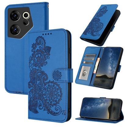 Datura Flower Embossed Flip Leather Phone Case, For Tecno Pova 6 Neo 5G / Spark 30 5G, For Tecno Spark 30 Pro 4G, For Tecno Spark 30 4G, For Tecno Spark Go 5G 2025 / Hot 60i 5G, For Tecno Camon 30 Pro, For Tecno Pova 6 Pro, For Tecno Spark 20 Pro      ...