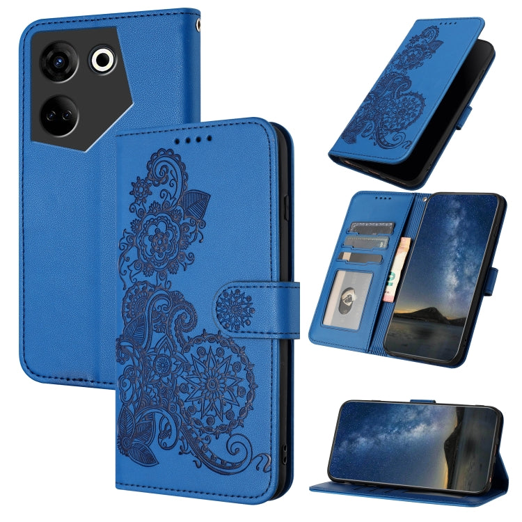 Datura Flower Embossed Flip Leather Phone Case, For Tecno Pova 6 Neo 5G / Spark 30 5G, For Tecno Spark 30 Pro 4G, For Tecno Spark 30 4G, For Tecno Spark Go 5G 2025 / Hot 60i 5G, For Tecno Camon 30 Pro, For Tecno Pova 6 Pro, For Tecno Spark 20 Pro      ...