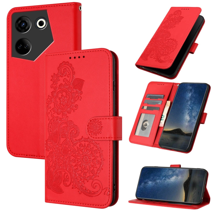 Datura Flower Embossed Flip Leather Phone Case, For Tecno Pova 6 Neo 5G / Spark 30 5G, For Tecno Spark 30 Pro 4G, For Tecno Spark 30 4G, For Tecno Spark Go 5G 2025 / Hot 60i 5G, For Tecno Camon 30 Pro, For Tecno Pova 6 Pro, For Tecno Spark 20 Pro      ...