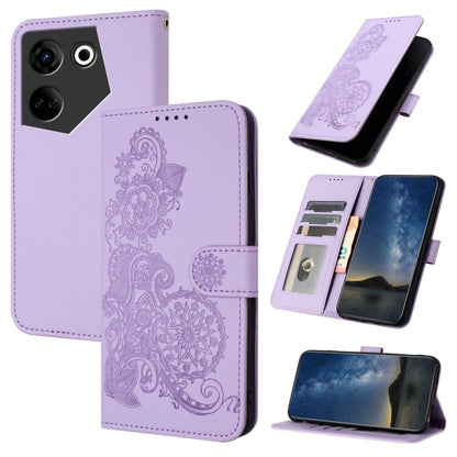 Datura Flower Embossed Flip Leather Phone Case, For Tecno Pova 6 Neo 5G / Spark 30 5G, For Tecno Spark 30 Pro 4G, For Tecno Spark 30 4G, For Tecno Spark Go 5G 2025 / Hot 60i 5G, For Tecno Camon 30 Pro, For Tecno Pova 6 Pro, For Tecno Spark 20 Pro      ...