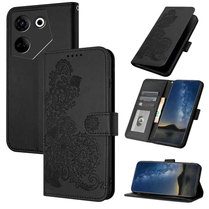 Datura Flower Embossed Flip Leather Phone Case, For Tecno Pova 6 Neo 5G / Spark 30 5G, For Tecno Spark 30 Pro 4G, For Tecno Spark 30 4G, For Tecno Spark Go 5G 2025 / Hot 60i 5G, For Tecno Camon 30 Pro, For Tecno Pova 6 Pro, For Tecno Spark 20 Pro      ...