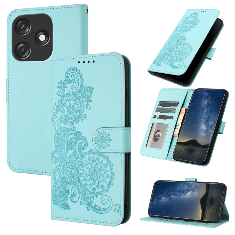 Datura Flower Embossed Flip Leather Phone Case, For Tecno Pova 6 Neo 5G / Spark 30 5G, For Tecno Spark 30 Pro 4G, For Tecno Spark 30 4G, For Tecno Spark Go 5G 2025 / Hot 60i 5G, For Tecno Camon 30 Pro, For Tecno Pova 6 Pro, For Tecno Spark 20 Pro      ...