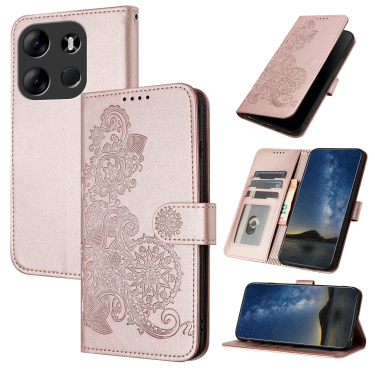 Datura Flower Embossed Flip Leather Phone Case, For Tecno Spark 10 4G, For Tecno Spark Go 2023, For Tecno Spark 10 Pro, For Tecno Pova 4