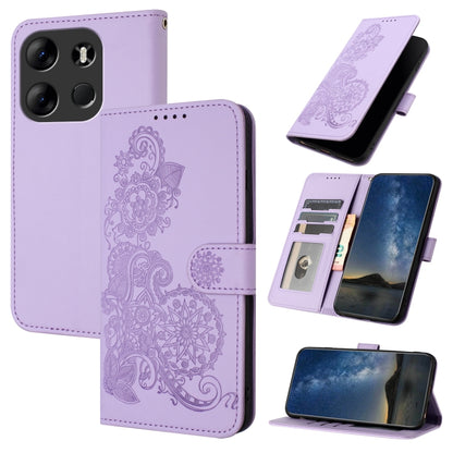 Datura Flower Embossed Flip Leather Phone Case, For Tecno Spark 10 4G, For Tecno Spark Go 2023, For Tecno Spark 10 Pro, For Tecno Pova 4