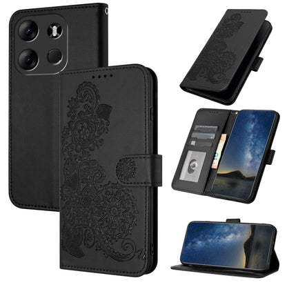 Datura Flower Embossed Flip Leather Phone Case, For Tecno Spark 10 4G, For Tecno Spark Go 2023, For Tecno Spark 10 Pro, For Tecno Pova 4
