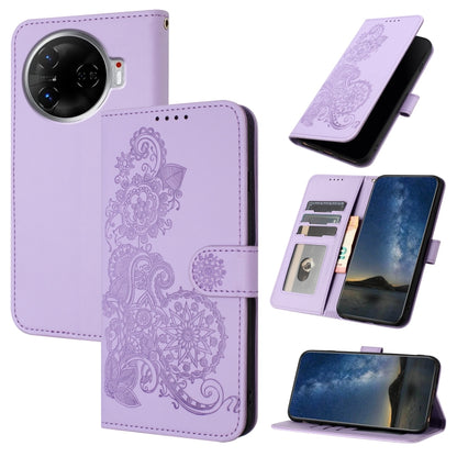 Datura Flower Embossed Flip Leather Phone Case, For Tecno Pova 6 Neo 5G / Spark 30 5G, For Tecno Spark 30 Pro 4G, For Tecno Spark 30 4G, For Tecno Spark Go 5G 2025 / Hot 60i 5G, For Tecno Camon 30 Pro, For Tecno Pova 6 Pro, For Tecno Spark 20 Pro      ...