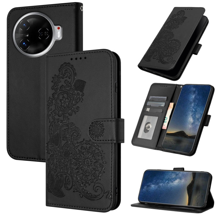 Datura Flower Embossed Flip Leather Phone Case, For Tecno Pova 6 Neo 5G / Spark 30 5G, For Tecno Spark 30 Pro 4G, For Tecno Spark 30 4G, For Tecno Spark Go 5G 2025 / Hot 60i 5G, For Tecno Camon 30 Pro, For Tecno Pova 6 Pro, For Tecno Spark 20 Pro      ...
