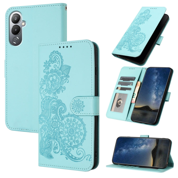 Datura Flower Embossed Flip Leather Phone Case, For Tecno Spark 10 4G, For Tecno Spark Go 2023, For Tecno Spark 10 Pro, For Tecno Pova 4
