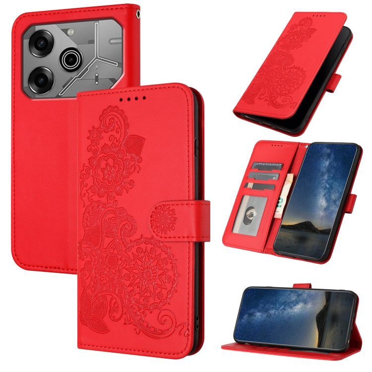 Datura Flower Embossed Flip Leather Phone Case, For Tecno Pova 6 Neo 5G / Spark 30 5G, For Tecno Spark 30 Pro 4G, For Tecno Spark 30 4G, For Tecno Spark Go 5G 2025 / Hot 60i 5G, For Tecno Camon 30 Pro, For Tecno Pova 6 Pro, For Tecno Spark 20 Pro      ...