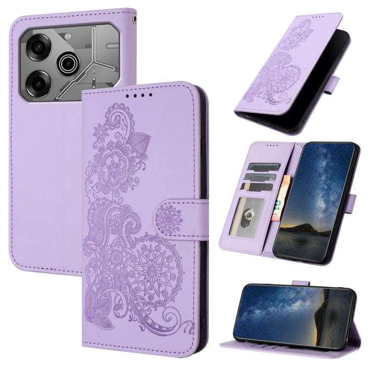 Datura Flower Embossed Flip Leather Phone Case, For Tecno Pova 6 Neo 5G / Spark 30 5G, For Tecno Spark 30 Pro 4G, For Tecno Spark 30 4G, For Tecno Spark Go 5G 2025 / Hot 60i 5G, For Tecno Camon 30 Pro, For Tecno Pova 6 Pro, For Tecno Spark 20 Pro      ...