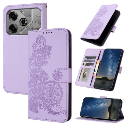 Datura Flower Embossed Flip Leather Phone Case, For Tecno Pova 6 Neo 5G / Spark 30 5G, For Tecno Spark 30 Pro 4G, For Tecno Spark 30 4G, For Tecno Spark Go 5G 2025 / Hot 60i 5G, For Tecno Camon 30 Pro, For Tecno Pova 6 Pro, For Tecno Spark 20 Pro      ...