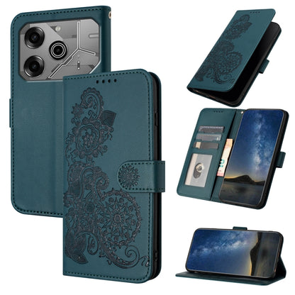 Datura Flower Embossed Flip Leather Phone Case, For Tecno Pova 6 Neo 5G / Spark 30 5G, For Tecno Spark 30 Pro 4G, For Tecno Spark 30 4G, For Tecno Spark Go 5G 2025 / Hot 60i 5G, For Tecno Camon 30 Pro, For Tecno Pova 6 Pro, For Tecno Spark 20 Pro      ...