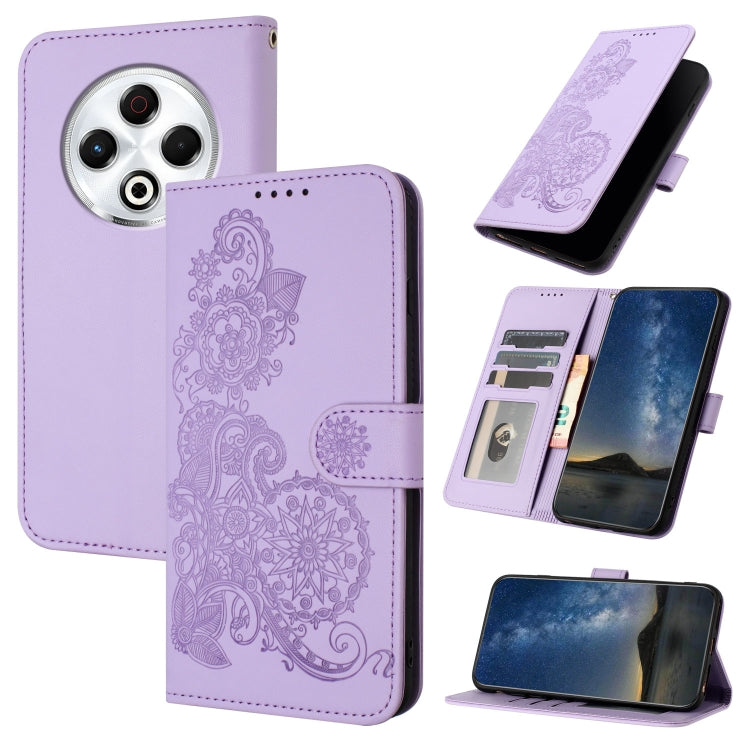 Datura Flower Embossed Flip Leather Phone Case, For Tecno Pova 6 Neo 5G / Spark 30 5G, For Tecno Spark 30 Pro 4G, For Tecno Spark 30 4G, For Tecno Spark Go 5G 2025 / Hot 60i 5G, For Tecno Camon 30 Pro, For Tecno Pova 6 Pro, For Tecno Spark 20 Pro      ...