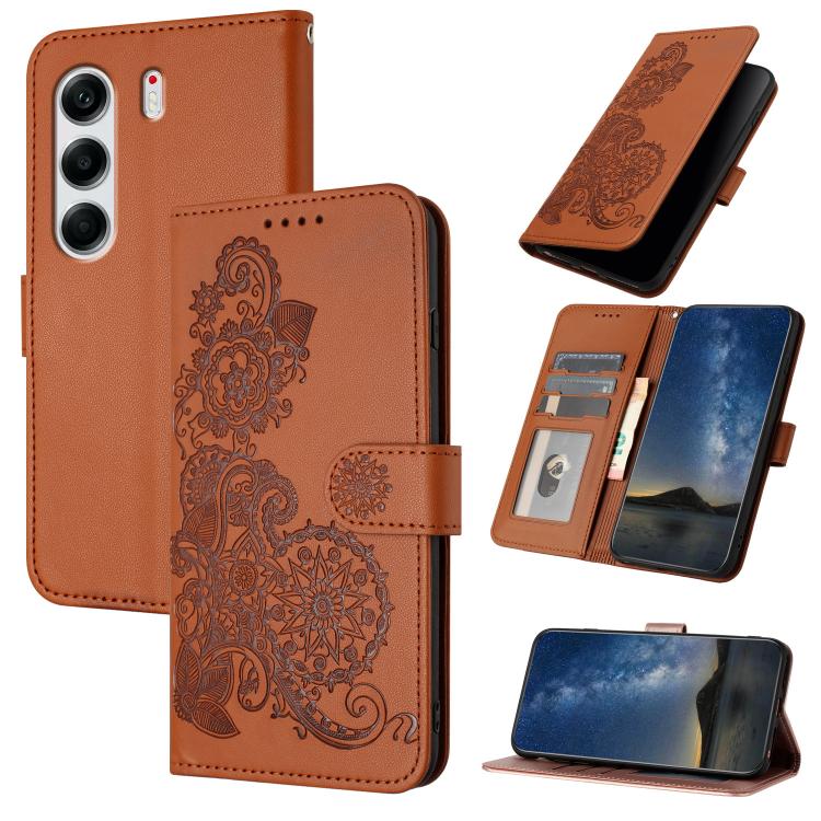 Datura Flower Embossed Flip Leather Phone Case, For Tecno Pova Curve 2 5G, For Tecno Spark Go 3 / Pop 20 4G, For Tecno Spark 50 4G, For Tecno Camon 50 Pro 4G, For Tecno Camon 50 4G, For Tecno Spark Slim, For Tecno Spark 40 4G, For Tecno Pova Curve     ...