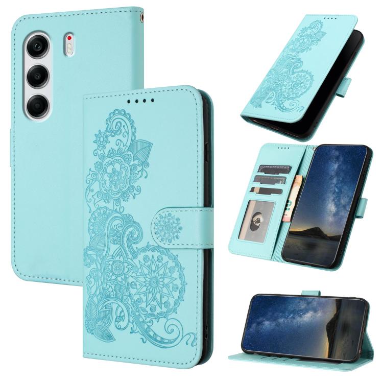 Datura Flower Embossed Flip Leather Phone Case, For Tecno Pova Curve 2 5G, For Tecno Spark Go 3 / Pop 20 4G, For Tecno Spark 50 4G, For Tecno Camon 50 Pro 4G, For Tecno Camon 50 4G, For Tecno Spark Slim, For Tecno Spark 40 4G, For Tecno Pova Curve     ...