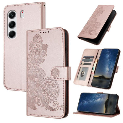 Datura Flower Embossed Flip Leather Phone Case, For Tecno Pova Curve 2 5G, For Tecno Spark Go 3 / Pop 20 4G, For Tecno Spark 50 4G, For Tecno Camon 50 Pro 4G, For Tecno Camon 50 4G, For Tecno Spark Slim, For Tecno Spark 40 4G, For Tecno Pova Curve     ...