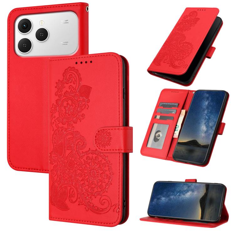 Datura Flower Embossed Flip Leather Phone Case, For Tecno Pova Curve 2 5G, For Tecno Spark Go 3 / Pop 20 4G, For Tecno Spark 50 4G, For Tecno Camon 50 Pro 4G, For Tecno Camon 50 4G, For Tecno Spark Slim, For Tecno Spark 40 4G, For Tecno Pova Curve     ...
