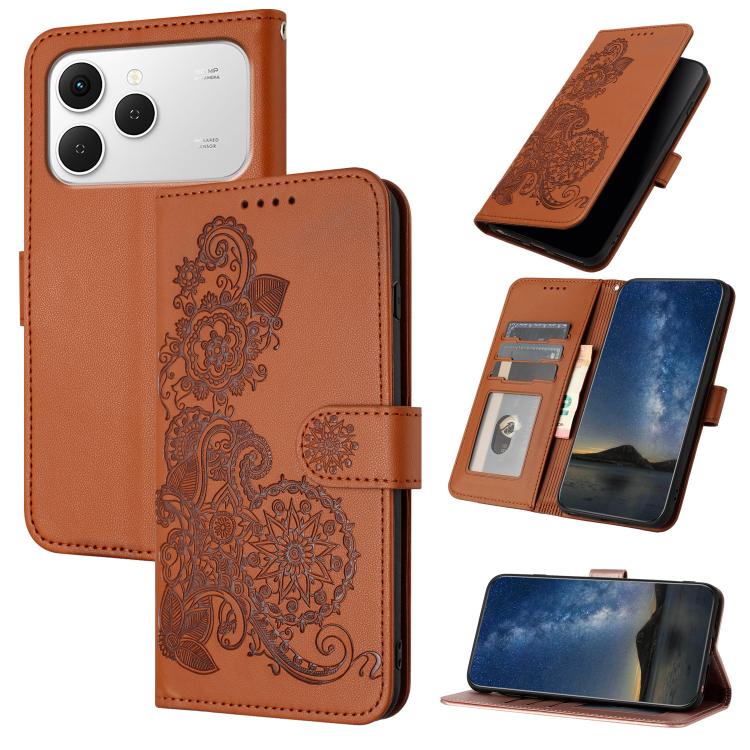 Datura Flower Embossed Flip Leather Phone Case, For Tecno Pova Curve 2 5G, For Tecno Spark Go 3 / Pop 20 4G, For Tecno Spark 50 4G, For Tecno Camon 50 Pro 4G, For Tecno Camon 50 4G, For Tecno Spark Slim, For Tecno Spark 40 4G, For Tecno Pova Curve     ...
