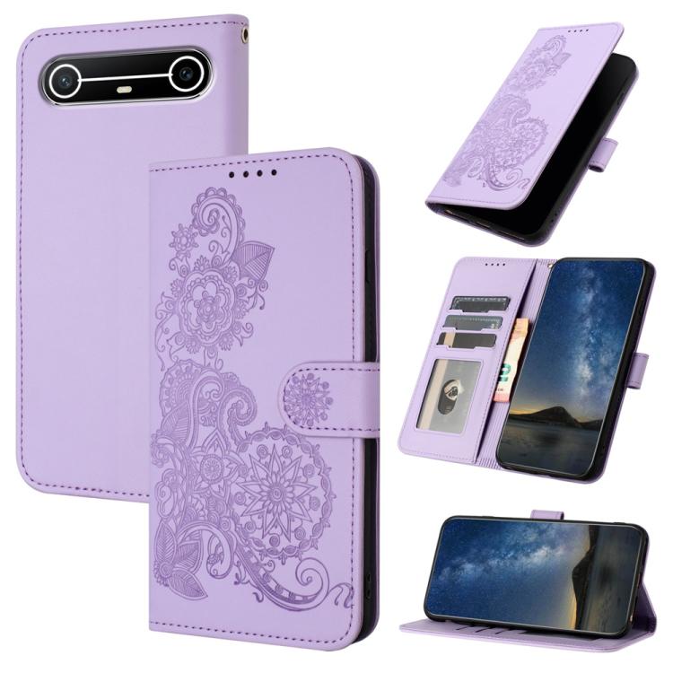 Datura Flower Embossed Flip Leather Phone Case, For Tecno Pova Curve 2 5G, For Tecno Spark Go 3 / Pop 20 4G, For Tecno Spark 50 4G, For Tecno Camon 50 Pro 4G, For Tecno Camon 50 4G, For Tecno Spark Slim, For Tecno Spark 40 4G, For Tecno Pova Curve     ...