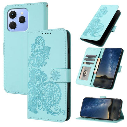 Datura Flower Embossed Flip Leather Phone Case, For Tecno Pova Curve 2 5G, For Tecno Spark Go 3 / Pop 20 4G, For Tecno Spark 50 4G, For Tecno Camon 50 Pro 4G, For Tecno Camon 50 4G, For Tecno Spark Slim, For Tecno Spark 40 4G, For Tecno Pova Curve     ...