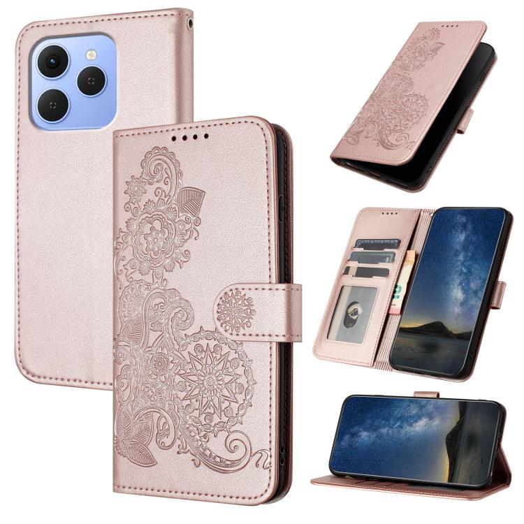 Datura Flower Embossed Flip Leather Phone Case, For Tecno Pova Curve 2 5G, For Tecno Spark Go 3 / Pop 20 4G, For Tecno Spark 50 4G, For Tecno Camon 50 Pro 4G, For Tecno Camon 50 4G, For Tecno Spark Slim, For Tecno Spark 40 4G, For Tecno Pova Curve     ...