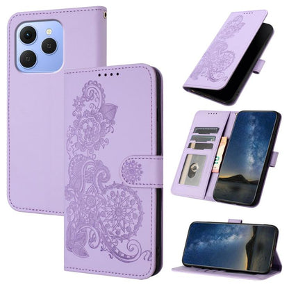 Datura Flower Embossed Flip Leather Phone Case, For Tecno Pova Curve 2 5G, For Tecno Spark Go 3 / Pop 20 4G, For Tecno Spark 50 4G, For Tecno Camon 50 Pro 4G, For Tecno Camon 50 4G, For Tecno Spark Slim, For Tecno Spark 40 4G, For Tecno Pova Curve     ...