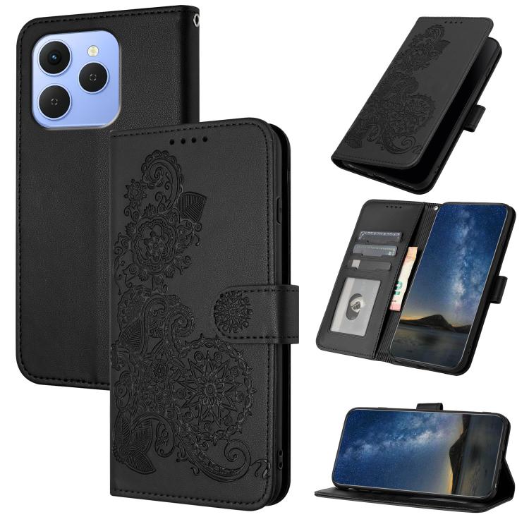 Datura Flower Embossed Flip Leather Phone Case, For Tecno Pova Curve 2 5G, For Tecno Spark Go 3 / Pop 20 4G, For Tecno Spark 50 4G, For Tecno Camon 50 Pro 4G, For Tecno Camon 50 4G, For Tecno Spark Slim, For Tecno Spark 40 4G, For Tecno Pova Curve     ...