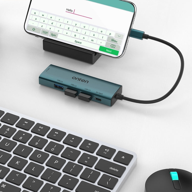 Onten UC119 5 in 1 USB-C / Type-C to USB 4-Ports USB HUB with 5V Input, UC119