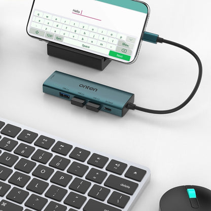 Onten UC119 5 in 1 USB-C / Type-C to USB 4-Ports USB HUB with 5V Input, UC119