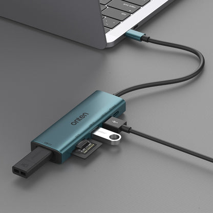 Onten UC120 6 in 1 USB-C to SD / TF Card Reader with 3-Ports USB HUB & 5V Input, UC120
