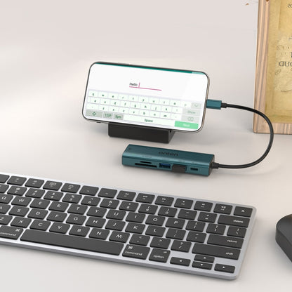 Onten UC122 6 in 1 USB-C / Type-C to SD + TF Card + USB 3.0 HUB with 5V Input & 100Mbps Network Card, UC122