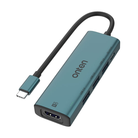 Onten UC123 5 in 1 USB-C / Type-C to HDMI + USB3.0 HUB Docking Station with 5V Input, UC123