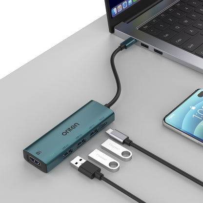 Onten UC123 5 in 1 USB-C / Type-C to HDMI + USB3.0 HUB Docking Station with 5V Input, UC123