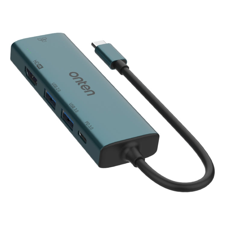 Onten UC125 5 in 1 USB-C / Type-C to HDMI+USB3.0+PD3.0 Multi-function HUB with 100Mbps Network Card, UC125