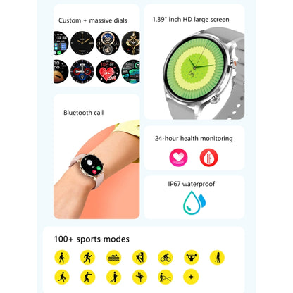 Montre connectée sport QS40 1,39 pouces BT5.2, prend en charge les appels Bluetooth / le suivi du sommeil / de l'oxygène sanguin / de la température / de la fréquence cardiaque / de la tension artérielle