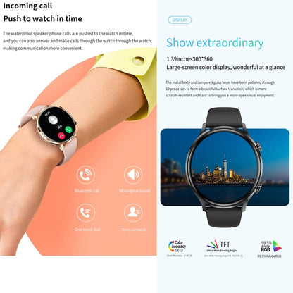 Montre connectée sport QS40 1,39 pouces BT5.2, prend en charge les appels Bluetooth / le suivi du sommeil / de l'oxygène sanguin / de la température / de la fréquence cardiaque / de la tension artérielle