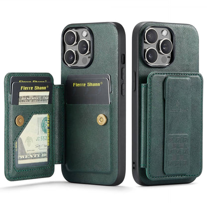 Fierre Shann Oil Wax Cow Leather Card Holder Back Phone Case