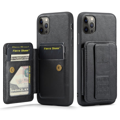 Fierre Shann Oil Wax Cow Leather Card Holder Back Phone Case
