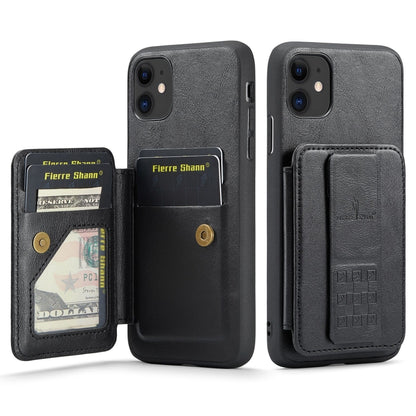 Fierre Shann Oil Wax Cow Leather Card Holder Back Phone Case