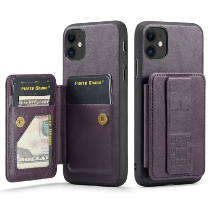 Fierre Shann Oil Wax Cow Leather Card Holder Back Phone Case