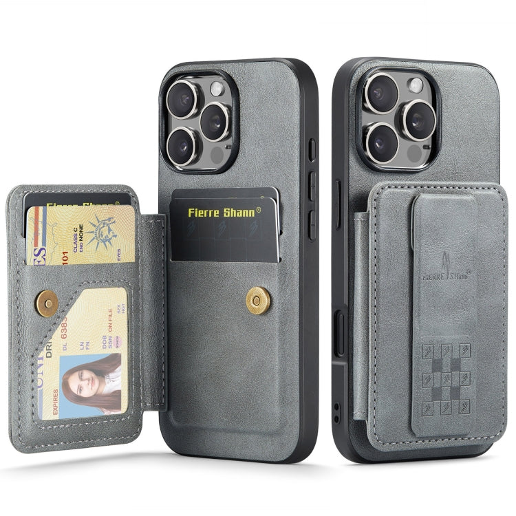 Fierre Shann Oil Wax Cow Leather Card Holder Back Phone Case