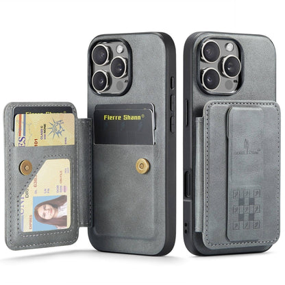 Fierre Shann Oil Wax Cow Leather Card Holder Back Phone Case