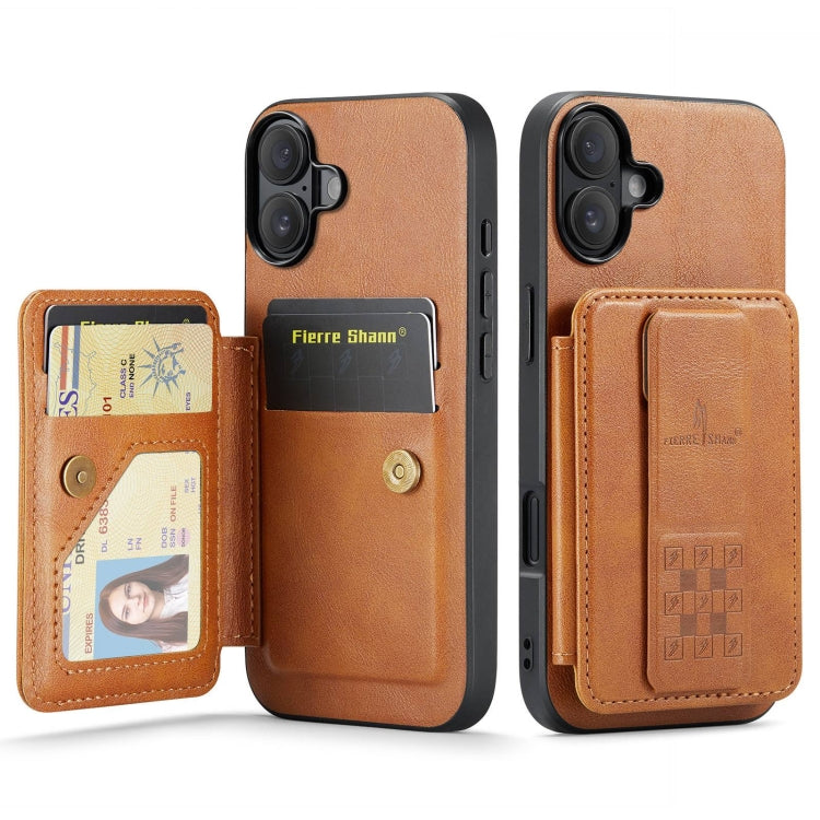 Fierre Shann Oil Wax Cow Leather Card Holder Back Phone Case