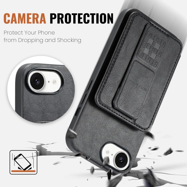 Fierre Shann Oil Wax Cow Leather Card Holder Back Phone Case, For iPhone 17e / 16e, For iPhone 17 Pro Max, For iPhone 17 Pro, For iPhone 17, For iPhone Air, For iPhone 16 Pro Max, For iPhone 16 Pro, For iPhone 16 Plus, For iPhone 16, For iPhone 15 Pro ...