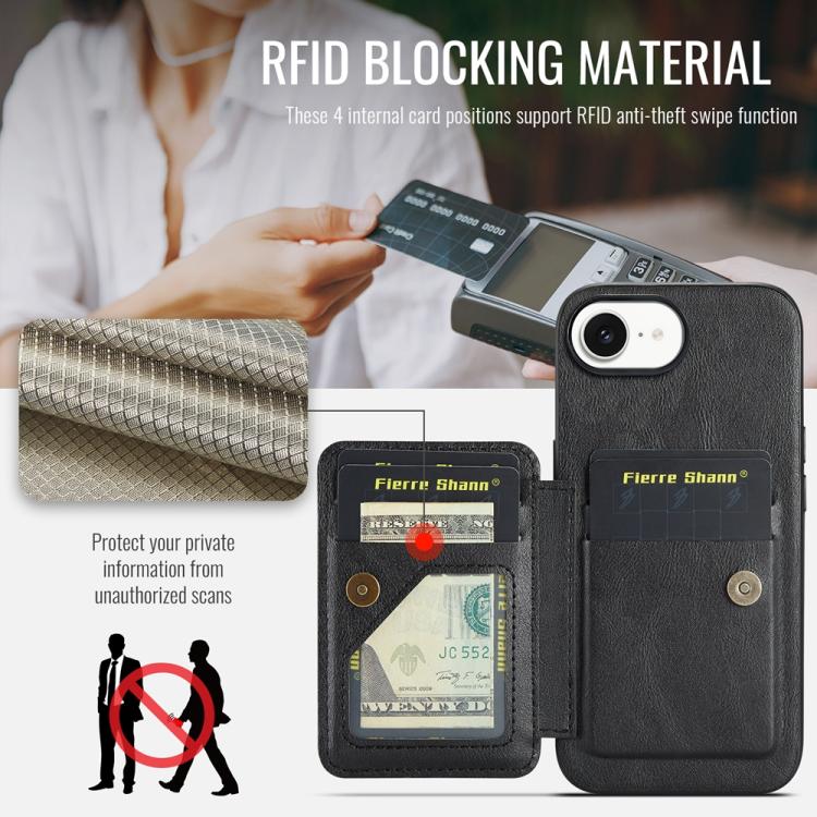 Fierre Shann Oil Wax Cow Leather Card Holder Back Phone Case, For iPhone 17e / 16e, For iPhone 17 Pro Max, For iPhone 17 Pro, For iPhone 17, For iPhone Air, For iPhone 16 Pro Max, For iPhone 16 Pro, For iPhone 16 Plus, For iPhone 16, For iPhone 15 Pro ...
