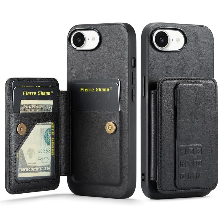 Fierre Shann Oil Wax Cow Leather Card Holder Back Phone Case, For iPhone 17e / 16e, For iPhone 17 Pro Max, For iPhone 17 Pro, For iPhone 17, For iPhone Air, For iPhone 16 Pro Max, For iPhone 16 Pro, For iPhone 16 Plus, For iPhone 16, For iPhone 15 Pro ...