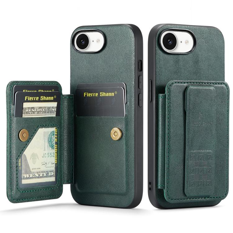 Fierre Shann Oil Wax Cow Leather Card Holder Back Phone Case, For iPhone 17e / 16e, For iPhone 17 Pro Max, For iPhone 17 Pro, For iPhone 17, For iPhone Air, For iPhone 16 Pro Max, For iPhone 16 Pro, For iPhone 16 Plus, For iPhone 16, For iPhone 15 Pro ...