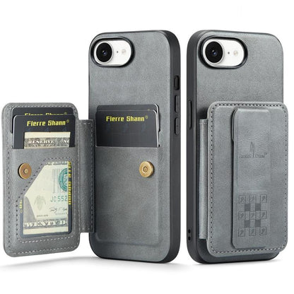 Fierre Shann Oil Wax Cow Leather Card Holder Back Phone Case, For iPhone 17e / 16e, For iPhone 17 Pro Max, For iPhone 17 Pro, For iPhone 17, For iPhone Air, For iPhone 16 Pro Max, For iPhone 16 Pro, For iPhone 16 Plus, For iPhone 16, For iPhone 15 Pro ...