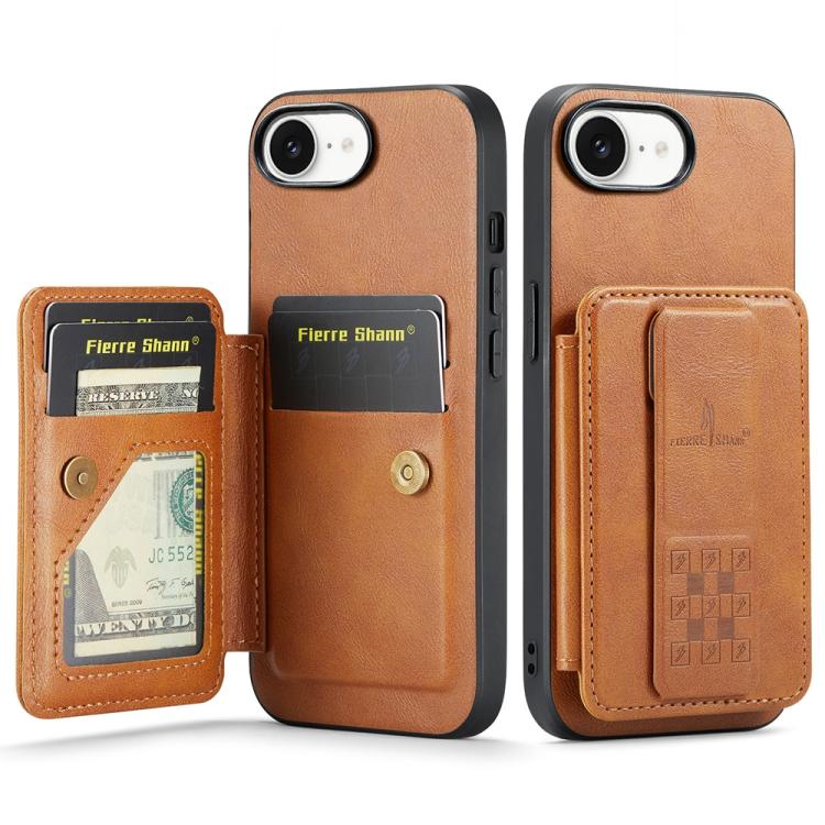 Fierre Shann Oil Wax Cow Leather Card Holder Back Phone Case, For iPhone 17e / 16e, For iPhone 17 Pro Max, For iPhone 17 Pro, For iPhone 17, For iPhone Air, For iPhone 16 Pro Max, For iPhone 16 Pro, For iPhone 16 Plus, For iPhone 16, For iPhone 15 Pro ...